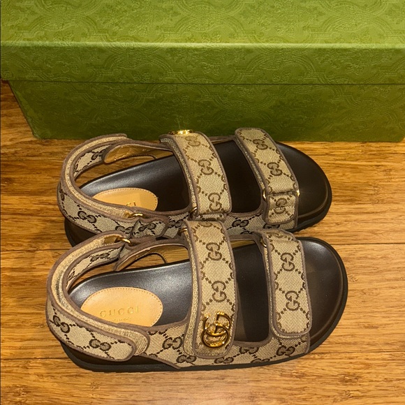 Gucci Double G Sandal Beige Ebony size 35 771575 G1730 9755 - Picture 6 of 11